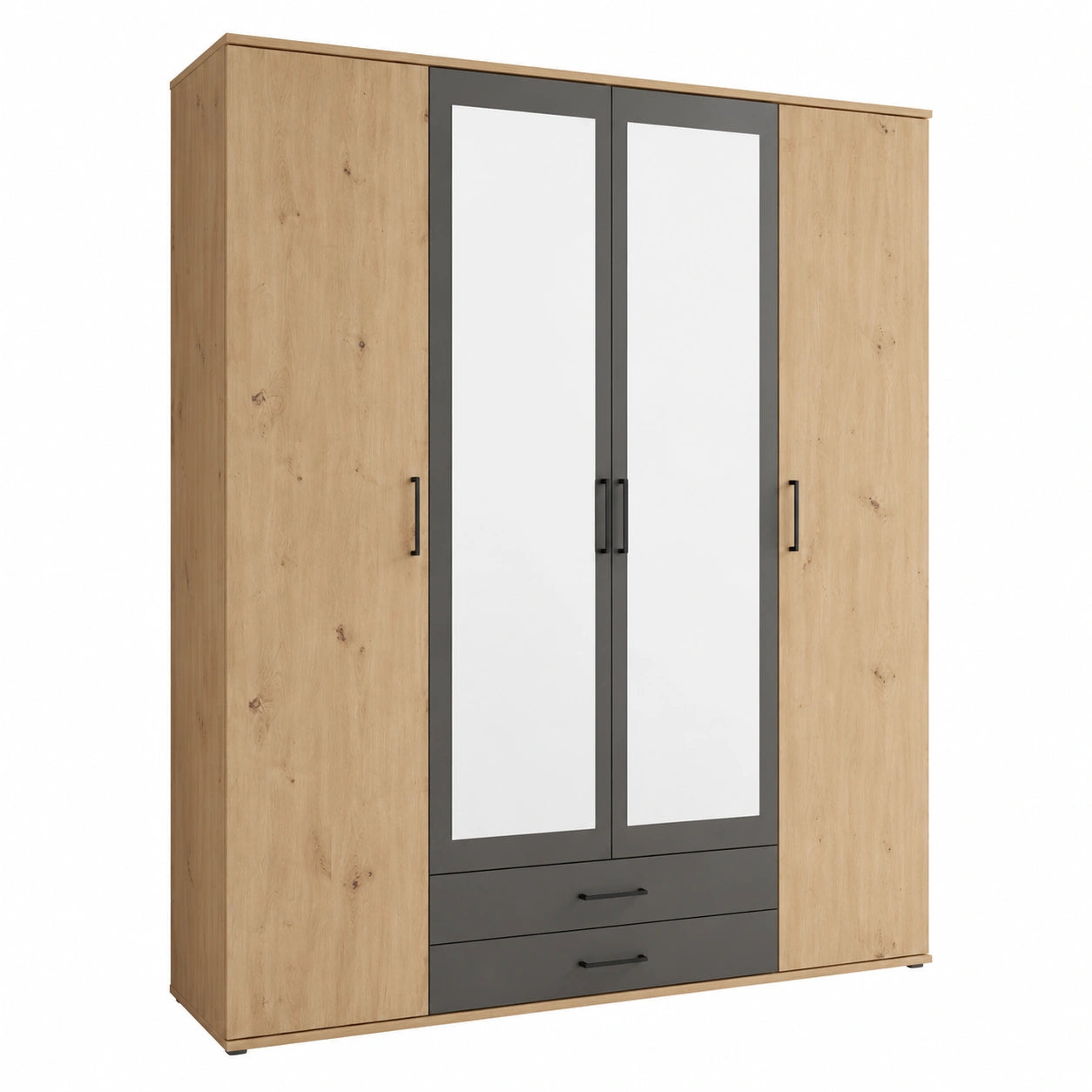 Armadio Moderno a 2 Ante con Specchio e Cassetti - Design Elegante