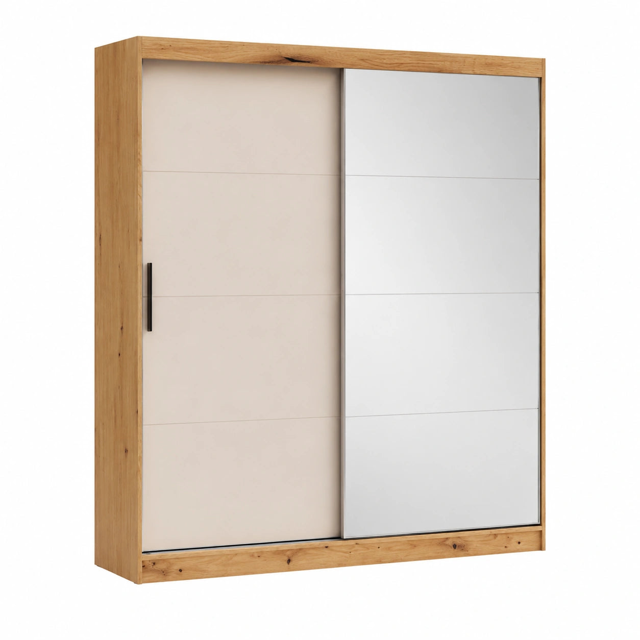 Guardaroba XXL con Specchio e 2 Ante Scorrevoli, 5 Ripiani e Barra Appendiabiti, 216x200x62 cm