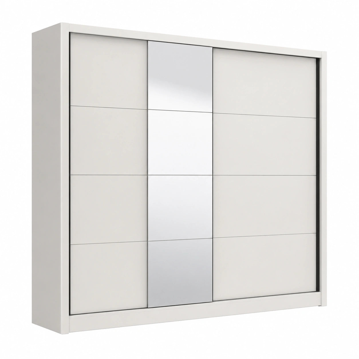 Armadio moderno in MDF bianco Alba con ante scorrevoli e specchio 250x60x216 cm