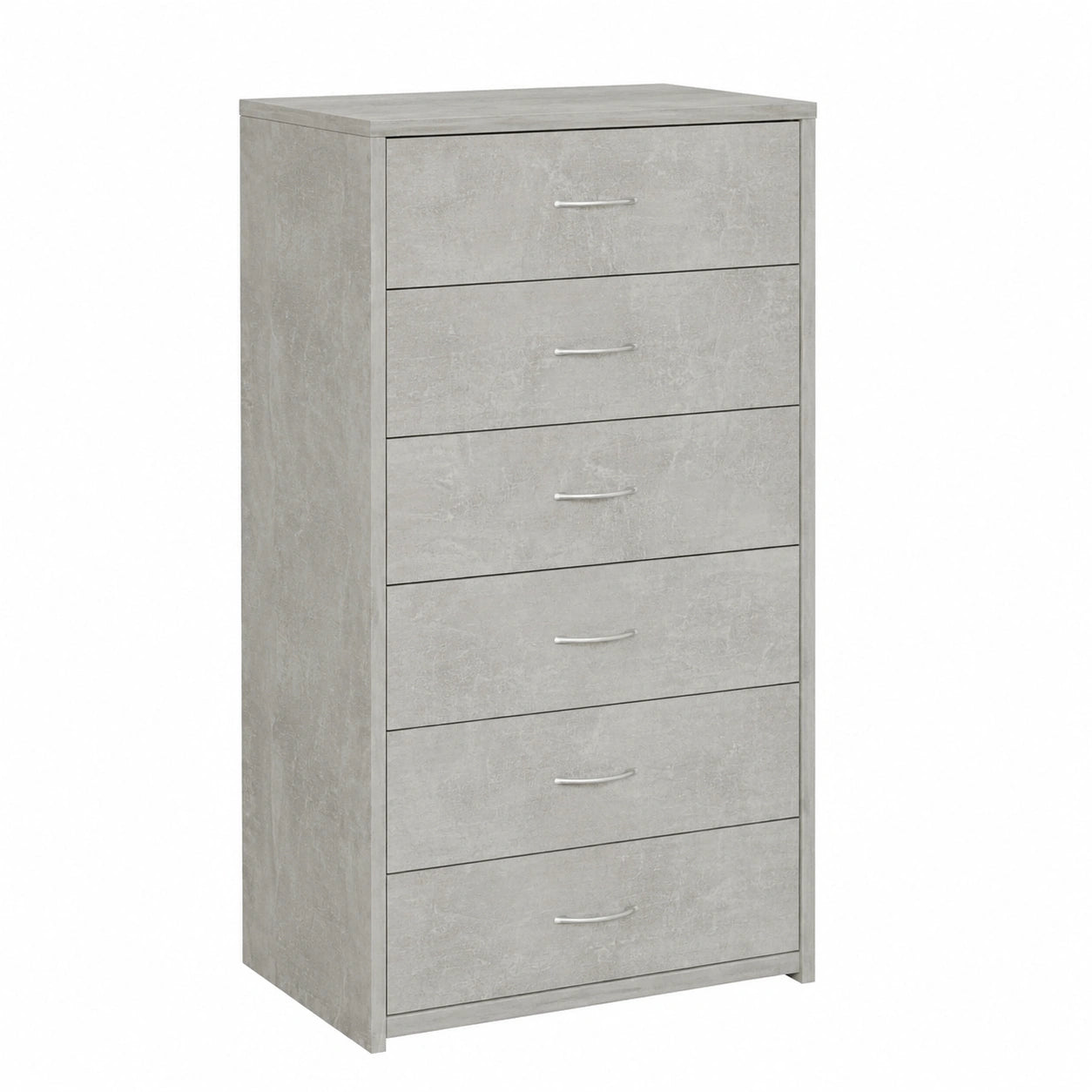 Credenza Moderna con 6 Cassetti, Stile Minimalista e Robusto, Grigio Cemento, 50x34x96 cm