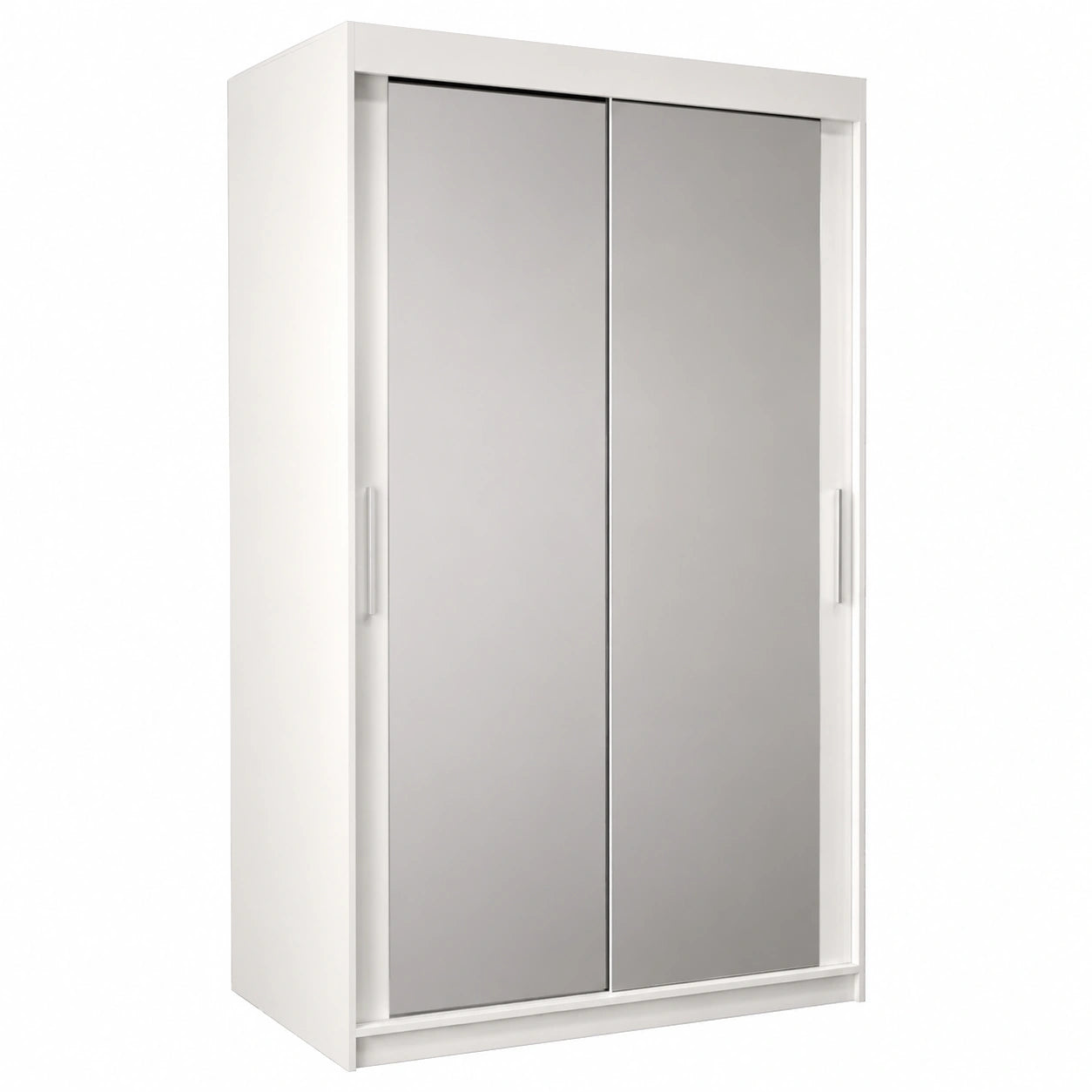 Armadio Scorrevole Tokyo 3 con Specchio e Ripiani - 120x200x62 cm - Bianco Opaco