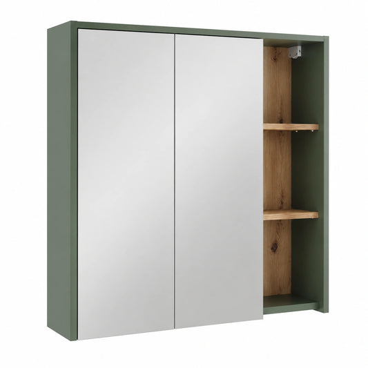 Mobile bagno a specchio Viola Verde con ripiani aperti, 80x75 cm, montaggio a parete