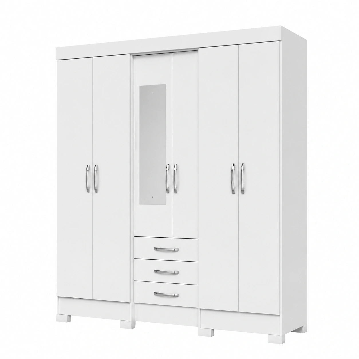 Guardaroba Antares Bianco con Specchio, 6 Ante, 163x46,5x200,5 cm