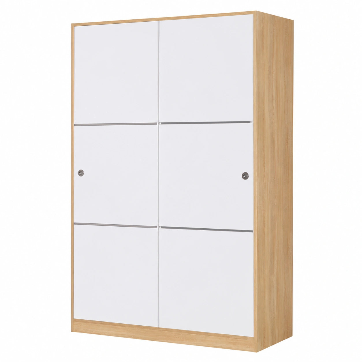 Armadio Rovere con Ante Scorrevoli Bianche per Cameretta 120x48x200 cm