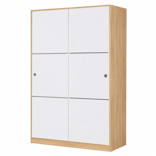 Armadio Rovere con Ante Scorrevoli Bianche per Cameretta 120x48x200 cm
