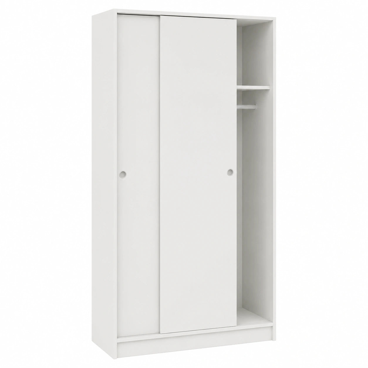 Guardaroba a 2 ante scorrevoli bianco con barra appendiabiti e ripiano, 180x90x50 cm, ideale per camera da letto