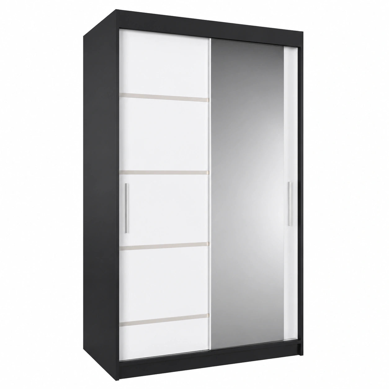 Armadio Scorrevole Verona 100cm con Specchio Nero e Bianco