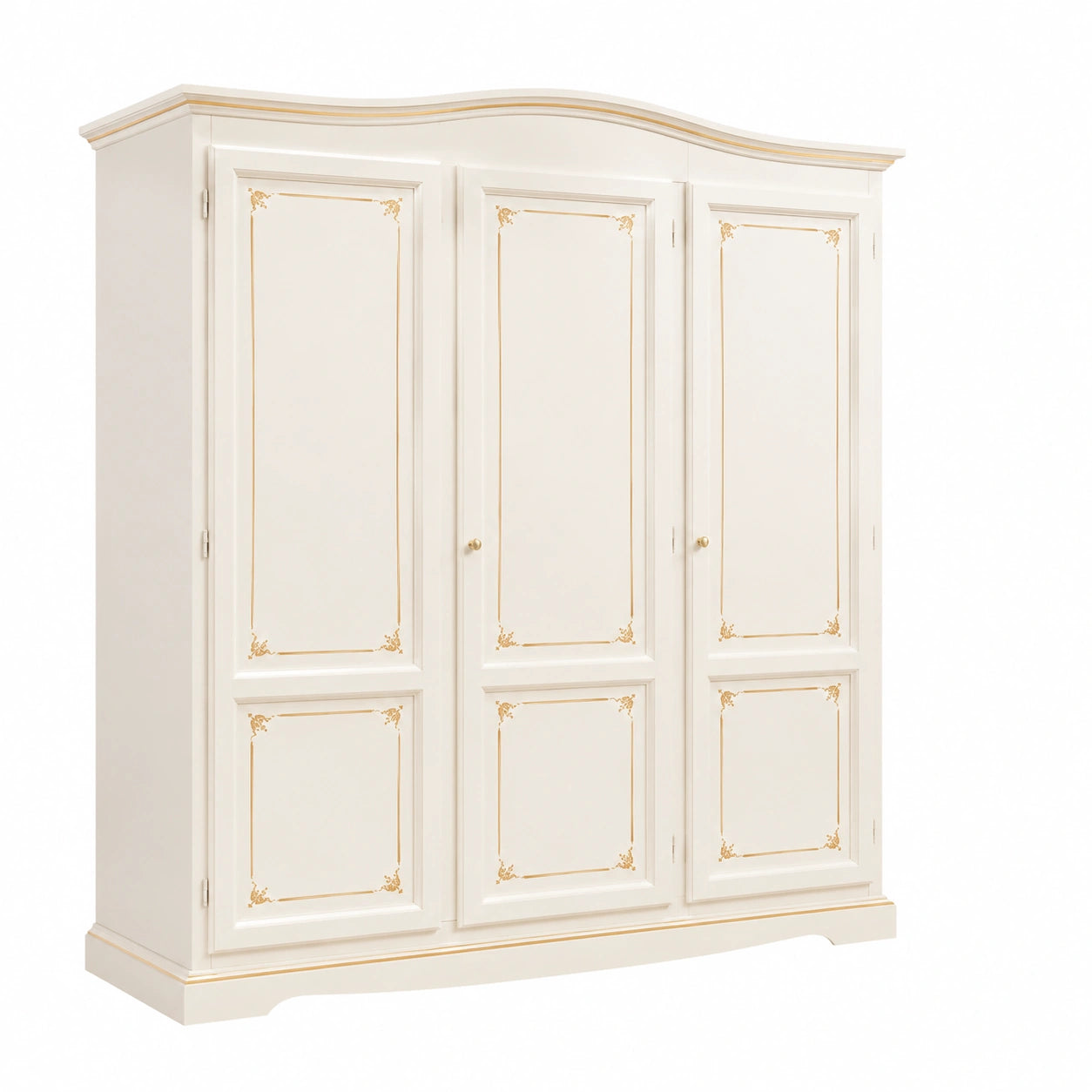 Armadio in Legno Shabby Chic a 3 Ante Bianco Anticato Decorato