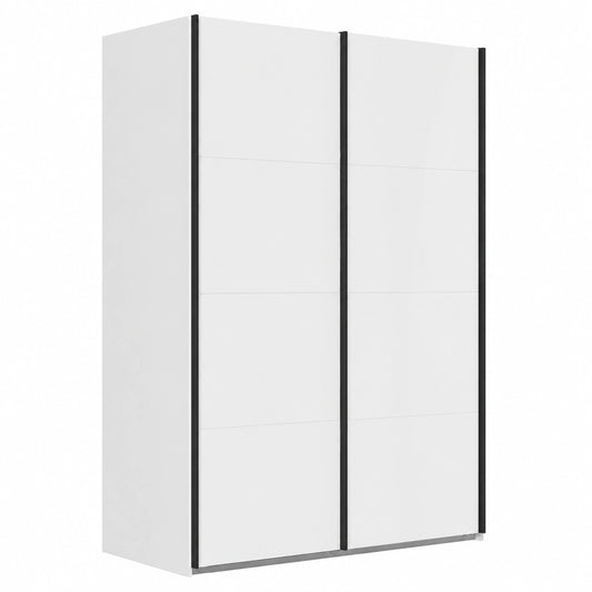 Armadio a Due Ante Scorrevoli in Bianco, 200x223x67 cm - Design Italiano