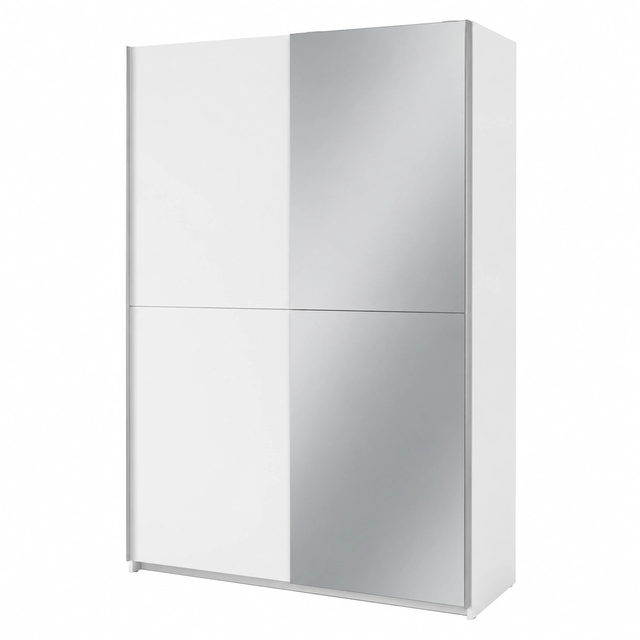 Armadio moderno in legno laminato con ante scorrevoli e specchio, varie colorazioni, 125x195,5x38 cm