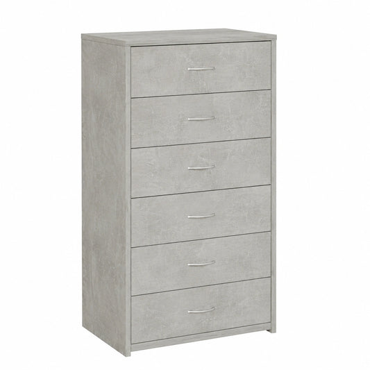 Credenza Moderna con 6 Cassetti, Stile Minimalista e Robusto, Grigio Cemento, 50x34x96 cm
