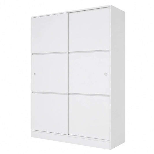 Guardaroba Bianco Lucido con Ante Scorrevoli e Ripiani in Legno Melaminico 200x120x50 cm