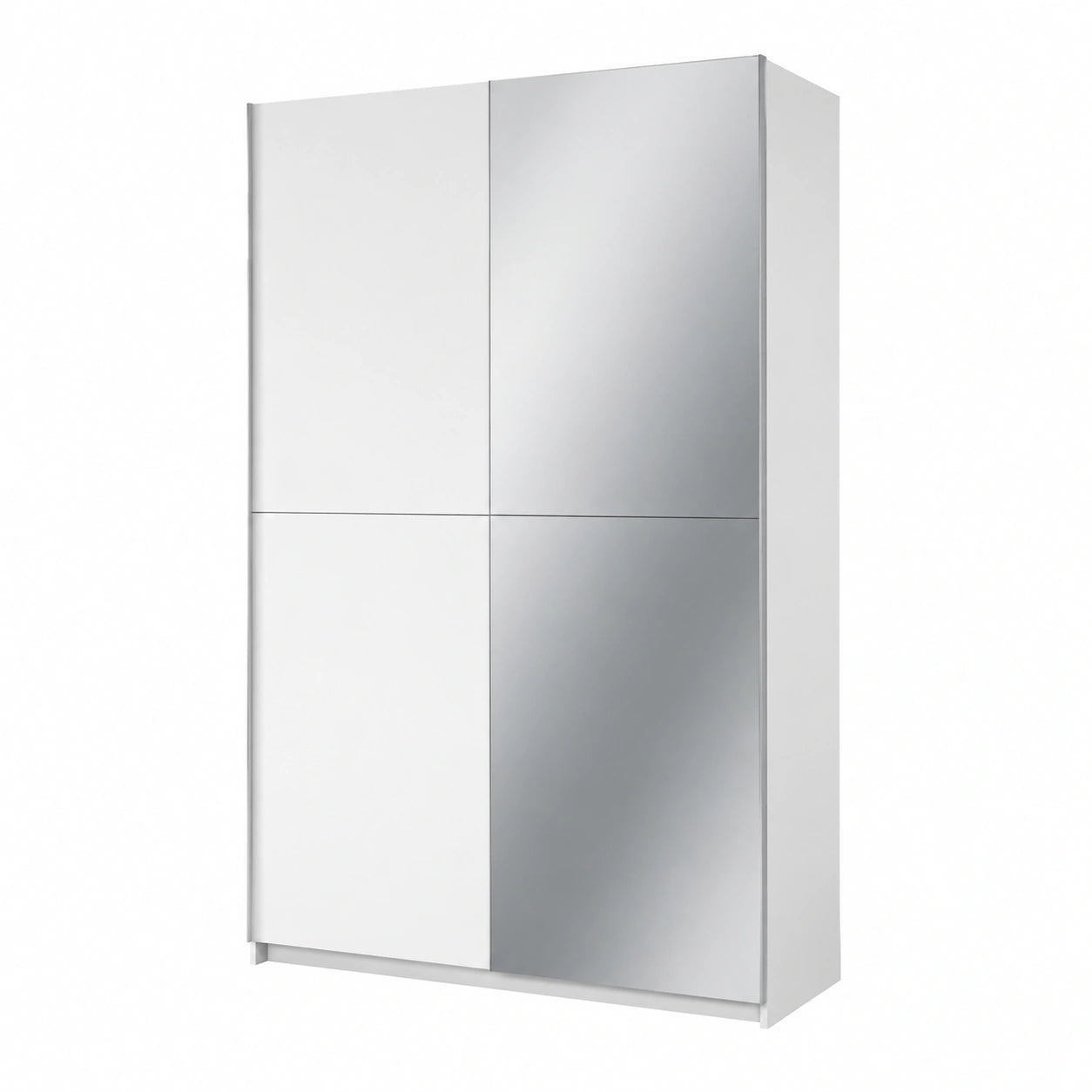 Armadio Scorrevole Elegante con Specchio in Bianco, 125x195x38 cm
