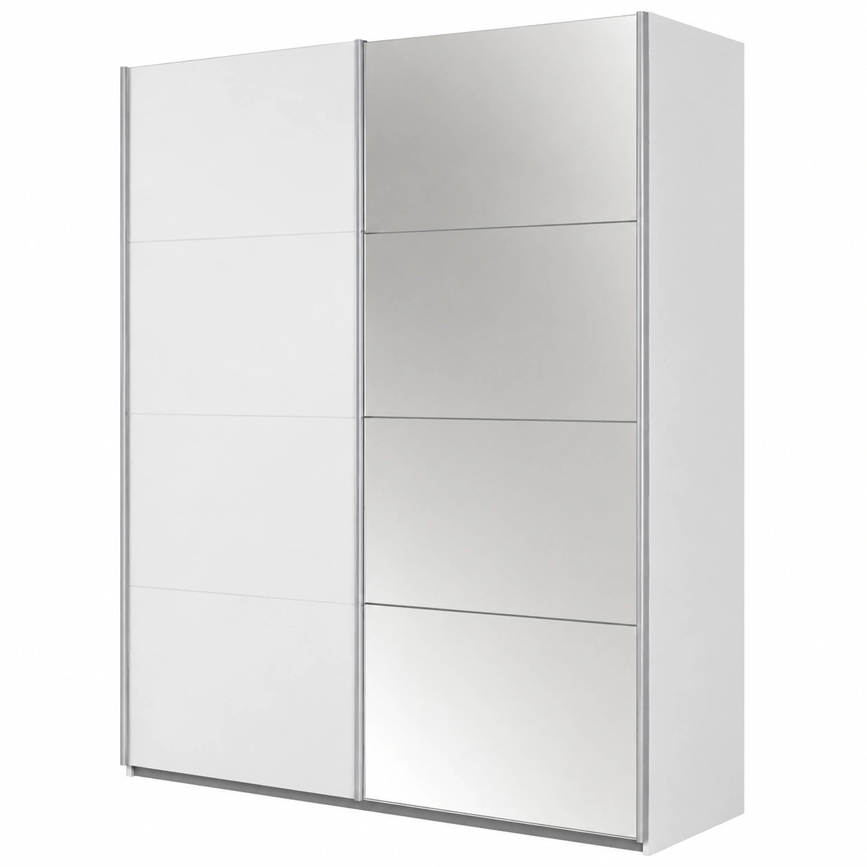 Armadio Rubito con Ante Scorrevoli e Specchio, Bianco, 181x197x61cm
