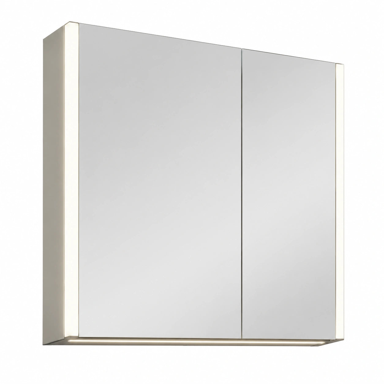 Armadio Bagno a LED con Specchio e Antine Doppie, Luce Regolabile, Anti-Appannamento, Prese USB, Montaggio a Parete