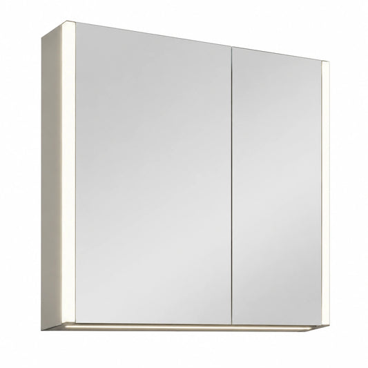 Armadio Bagno a LED con Specchio e Antine Doppie, Luce Regolabile, Anti-Appannamento, Prese USB, Montaggio a Parete