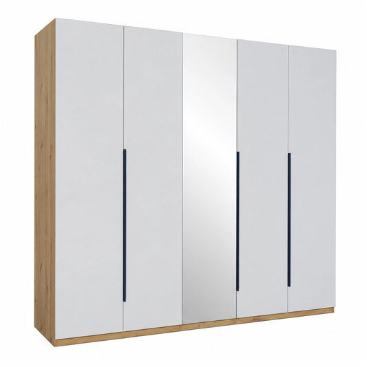 Armadio 5 Ante in Rovere e Cashmere con Specchio