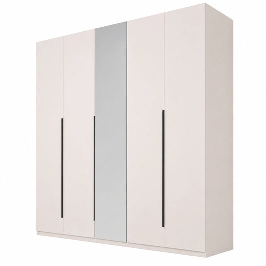 Armadio Composad FAVORITA 5 Ante con Specchio, Grigio Cashmere, 229,8x222,6x63,3 cm