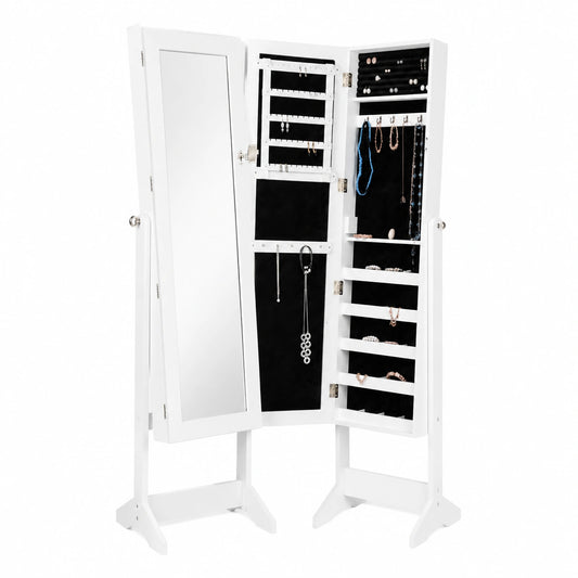 Armadietto Portagioie Vintage con Specchio - Design Elegante Bianco