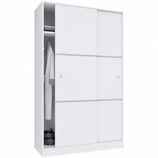 Armadio Guardaroba Multifunzionale con Ante Scorrevoli e Ripiani, Bianco Lucido 200x120x50 cm