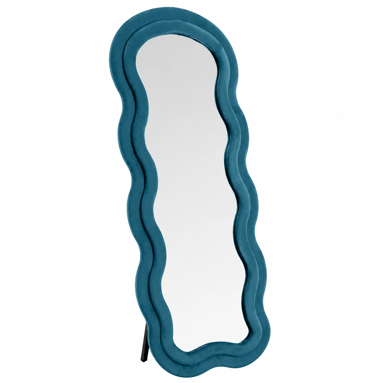 Specchio a Figura Intera 170x70 cm Design Moderno in Velluto con Supporto in Metallo, Colore Petrolio