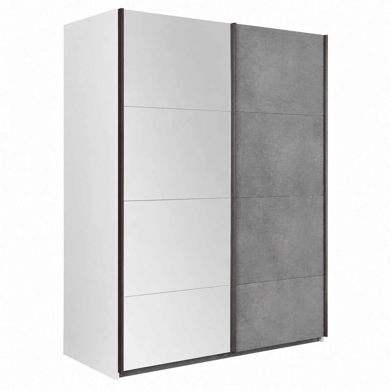 Guardaroba SYSTEMA a 2 Ante Scorrevoli con Specchio, 150x223x67 cm, Bianco e Grigio Tadao, Fatto in Italia