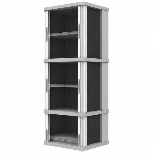Terry - Armadio Scorrevole a 3 Vani, Modulare, per Interno ed Esterno, in Plastica, 59x36x170 cm