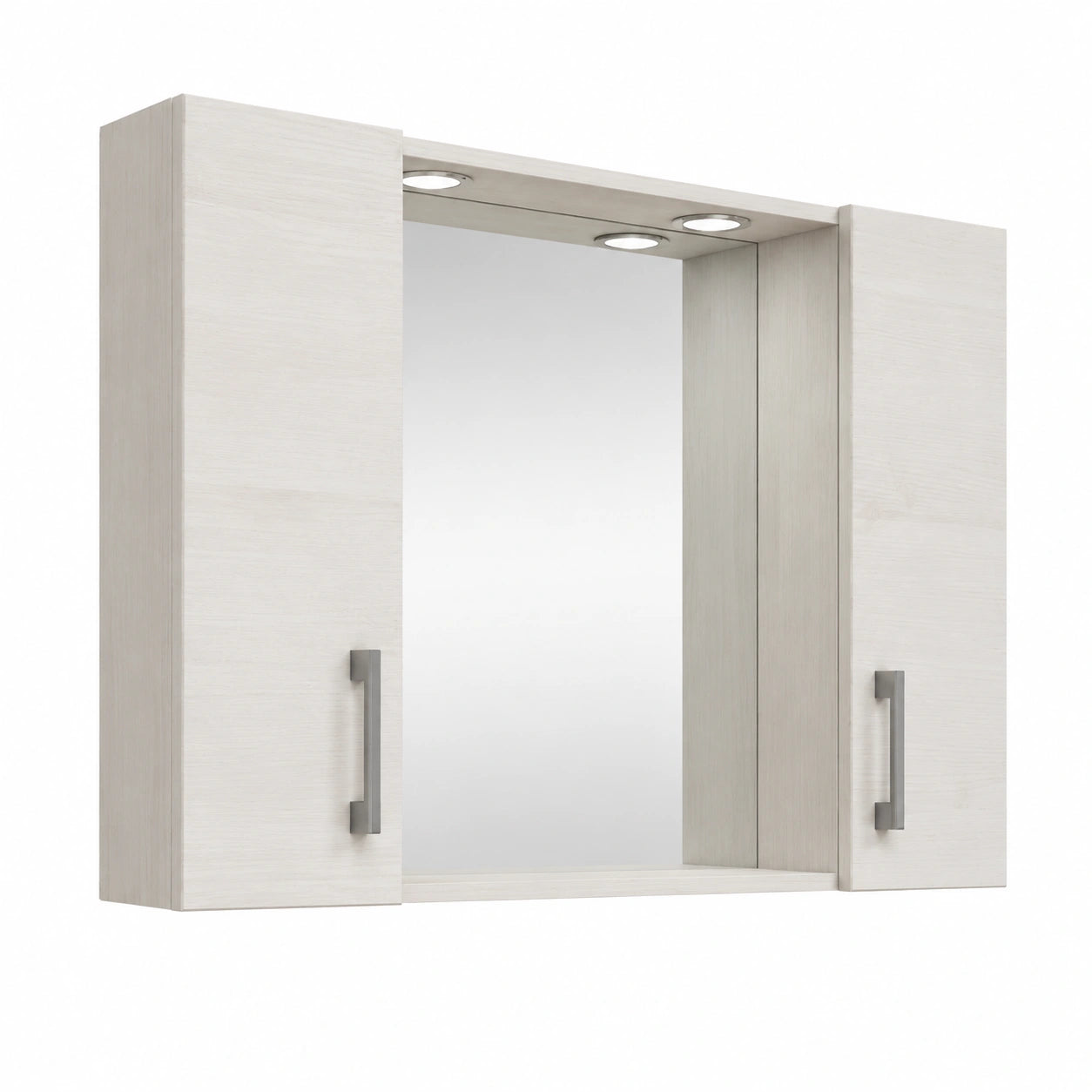 Armadio Specchio Rovere Bianco Effetto Legno con Pensili