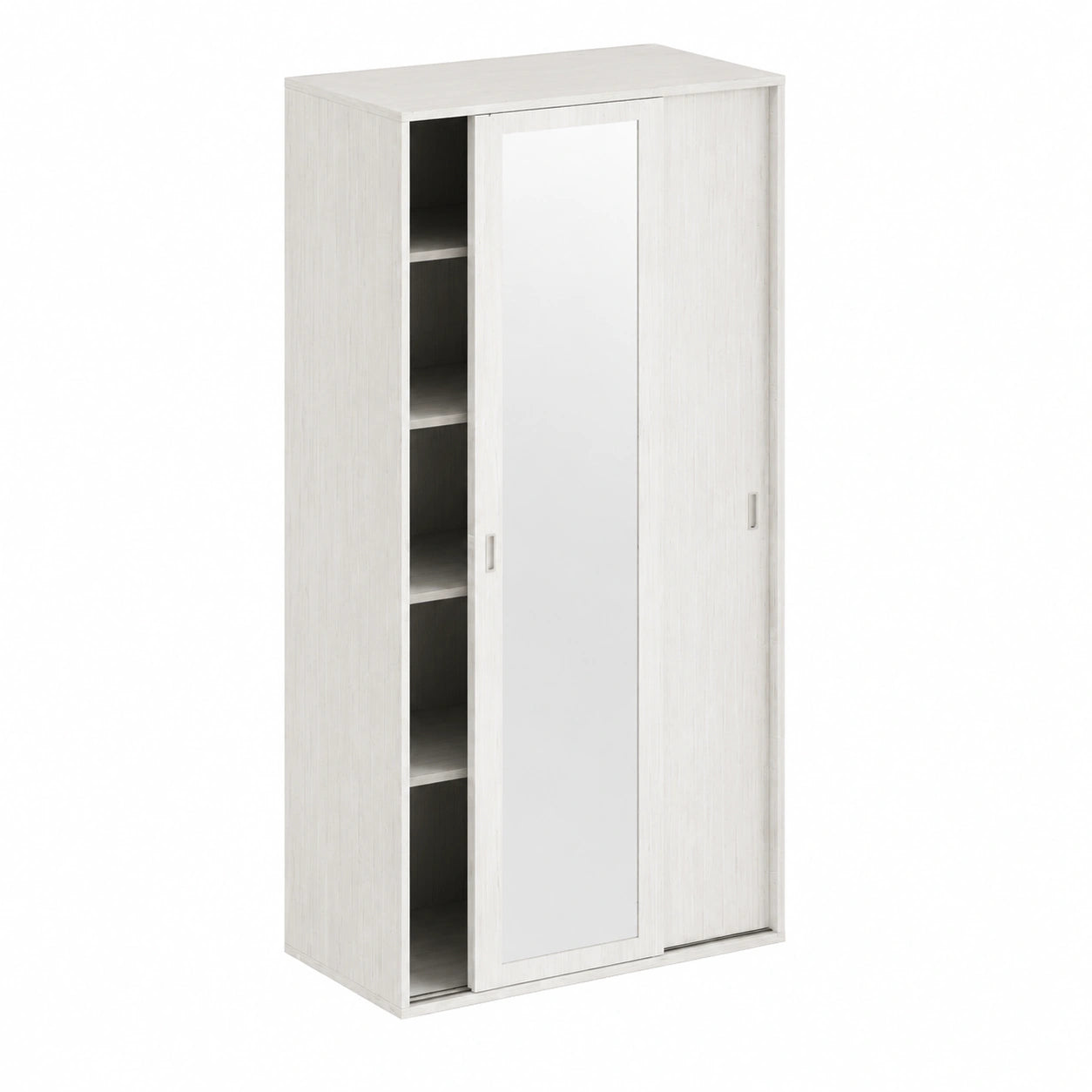 Armadio Scorrevole in Legno con Specchio e Ripiani Portascarpe 212x90x43cm per Casa