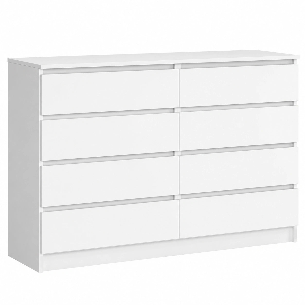 Cassettiera Moderna 8 Cassetti 160 cm per Soggiorno e Camera da Letto, Bianco