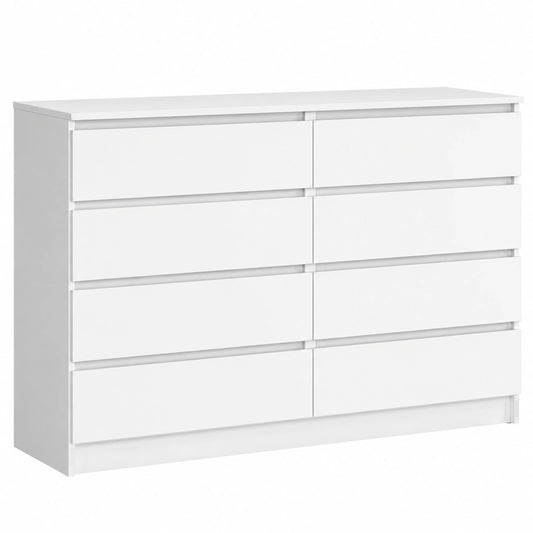 Cassettiera Moderna 8 Cassetti 160 cm per Soggiorno e Camera da Letto, Bianco