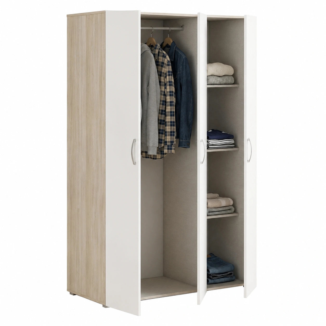 Dmora - Armadio spazioso Rhone, Cabina armadio moderna, 119x51x185 cm, Rovere e Bianco opaco